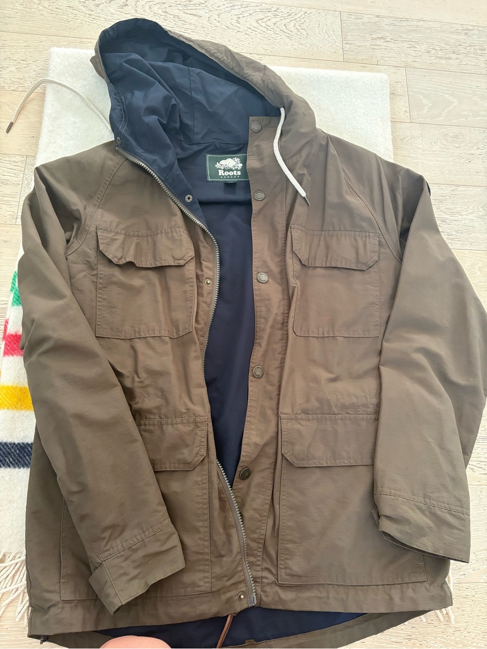 Roots Men's Olive Brown Hooded Field Jacket